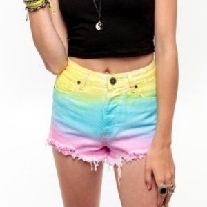 UNIF Tie Dye Ombre Denim Shorts